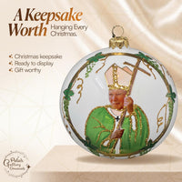 Hand Blown Glass Christmas Ornaments Ball, Pope John Paul II White 5 in - image 8