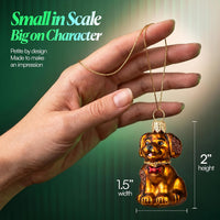 Mini Glass Christmas Ornaments Ball Hand Blown, Brown Dog 2 in - image 4