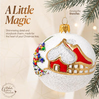 Set of 6 Opal White Glass Balls Decorative Christmas Ornament 3 in - image 4