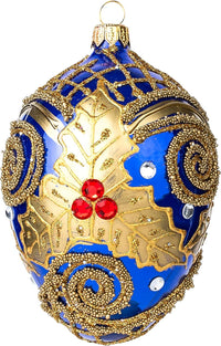 Faberge Egg Hand Blown Glass Christmas Ornaments Balls Sapphire Gloss 5 in - image 2