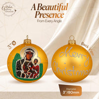 Polish Hand Blown Glass Christmas Ornaments Ball, Black Madonna Gold 5 in - image 3