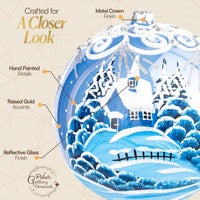 Hand Blown Glass Christmas Ornaments Ball, Wonderland Sky 6 in + Stand - image 2