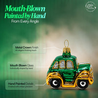Mini Glass Christmas Ornaments Ball Hand Blown, Green Car 2 in - image 3