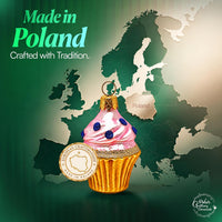 Mini Glass Christmas Ornaments Ball Hand Blown, Pink Cupcake 2 in - image 5