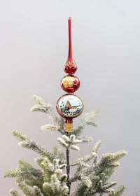 Finial Glass Christmas Vintage Tree Topper, Burgundy Wave 12 in - image 3