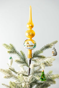 Finial Glass Christmas Vintage Tree Topper, Gold Snowflake 15 in - image 4