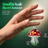 Christmas Glass Ornament Lucky Mushroom for Gift, Little Ornaments Mini Redcap Toadstool f - image 2