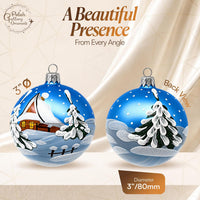 Set of 6 Sky Blue Glass Balls Christmas Ornament Glass Art 3 in - image 2