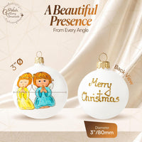 Hand Blown Glass Christmas Ornaments Ball, Praying Angel White 3 in - image 2
