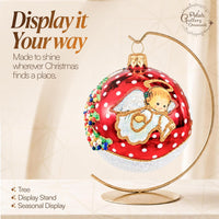 Hand Blown Glass Christmas Ornaments Ball, Angel & House Burgundy 3 in - image 6