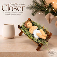 Baby Jesus Figurines Manger Nativity Scene Set Indoor Wooden Crib 3.5 in - image 4