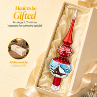 Finial Glass Christmas Vintage Tree Topper, Red Swirl 15 in - image 7