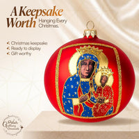 Polish Hand Blown Glass Christmas Ornaments Ball, Black Madonna Red 5 in - image 7