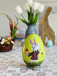 Colorful Hand Painted Easter Egg Cartoon Chickens Decor for Home and Table, Centerpiece (E