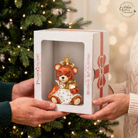 Teddy Glass Christmas Ornaments Balls Hand Blown Bear in White Dress 3.5 in - image 2