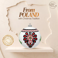 Hand Blown Glass Christmas Ornaments Ball, Goralen Folk White Glossy 5 in - image 6
