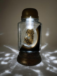Rainbow Glass Cemetery Memorial Candle with 3D Portrait of Jesus and Mary | Grave Light Re - image 2