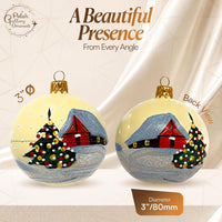 Set of 6 Creme Hand Blown Glass Balls Christmas Ornament Glass Decor 3 in - image 2