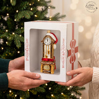 Santa Glass Christmas Ornaments Balls Hand Blown Grandfather Clock 6.25 in - image 7
