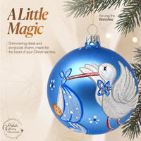Hand Blown Glass Christmas Ornaments Ball, Baby's 1st Christmas Blue 5 in - image 4