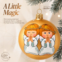 Polish Hand Blown Glass Christmas Ornaments Ball, Praying Angel Gold 3 in - image 4