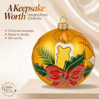 Vintage Look Christmas Ornament Medium Blown Glass Ball Merry Christmas Candle 5 inch/120m - image 7