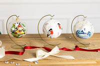 Red Cardinal Birds 2025 White Medium Glass Christmas Tree Ornament 5-inch Ø/120mm - image 2