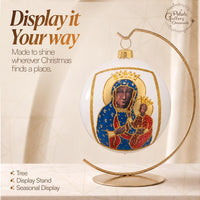 Hand Blown Glass Christmas Ornaments Ball, Black Madonna White 5 in - image 5