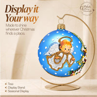 Hand Blown Glass Christmas Ornaments Ball, Baby's 1st Christmas Blue 3 in - image 5
