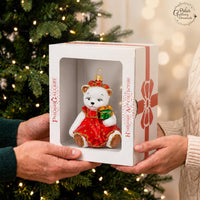 Polar Glass Christmas Ornaments Balls Hand Blown Bear in Red Dress 3.5 in - image 7