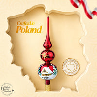 Finial Glass Christmas Vintage Tree Topper, Burgundy Snowflake 12 in - image 2