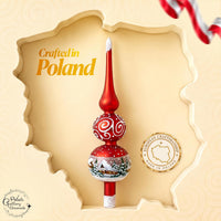 Finial Glass Christmas Vintage Tree Topper, Red Swirl 12 in - image 2