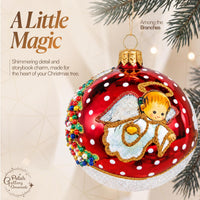 Hand Blown Glass Christmas Ornaments Ball, Angel & House Burgundy 3 in - image 5