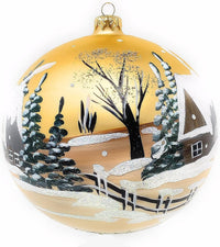Christmas Ornament, Winter Day, Blown Glass Ball 6-inch (Gold Matte, 150mm) - image 2
