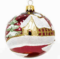 3-inch Glass Ball Christmas Ornament Santa Claus with Snowman Polish Glass Ornament (Burgundy, 3-inch/80mm) - image 2