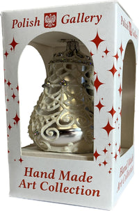Hand Blown Glass Christmas Bells Ornaments, Shimmering White 4 in - image 4