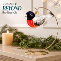 Bullfinch Glass Christmas Ornaments Balls Hand Blown Clip On Bird 4 in - image 7