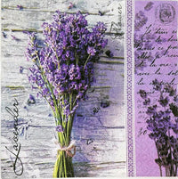 Floral Napkins Paper Disposable Decorative Decoupage Lavender Flower Script