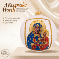 Hand Blown Glass Christmas Ornaments Ball, Black Madonna White 5 in - image 8