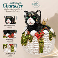 Cat Glass Christmas Ornaments Balls Hand Blown in a Basket 4 in - image 4