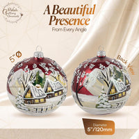 Polish Hand Blown Glass Christmas Ornaments Ball, Cottage Burgundy 5 in - image 2