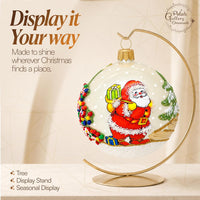 Polish Hand Blown Glass Christmas Ornaments Ball, Santa Claus Gold 3 in - image 8