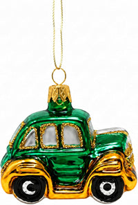 Mini Glass Christmas Ornaments Ball Hand Blown, Green Car 2 in