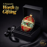 Faberge Egg Hand Blown Glass Christmas Ornaments Balls Red Matte 5 in - image 2