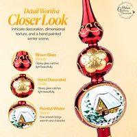 Finial Glass Christmas Vintage Tree Topper, Burgundy Wave 15 in - image 3