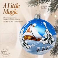 Set of 6 Sky Blue Glass Balls Christmas Ornament Glass Art 3 in - image 4