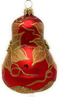 Hand Blown Glass Christmas Bells Ornaments, Poinsettia Red 4 in - image 4