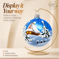 Set of 6 Sky Blue Glass Balls Christmas Ornament Glass Art 3 in - image 5