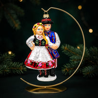 Polish Hand Blown Glass Christmas Ornaments, Couple Dancing Krakowiak 7 in - image 5