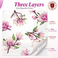 Floral Napkins Paper Disposable Decorative Decoupage Magnolia Springs 13 in - image 5
